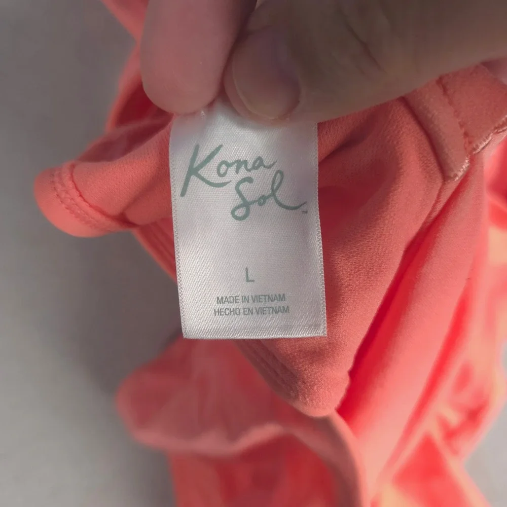Kona Sol Women Coral‎ Racerback One Piece Swimsuit Size L